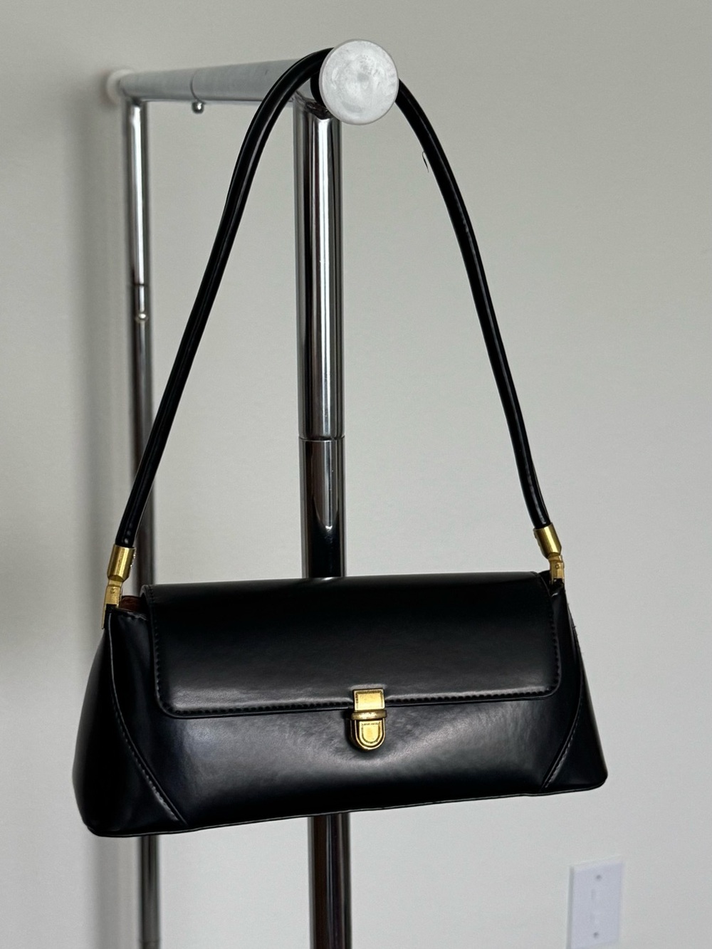 Revolve 8 Other Reasons Black French Shoulder Bag with Gold Hardware